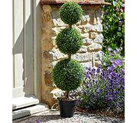 Garden Mile 80cm Artificial Boxwood Tree Fake Trio Ball Plant Outdoor Garden Decoration Indoor House Plant Faux Potted Plants Large 3 Ball Topairy Trees Fake Tree for Home Office