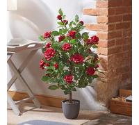Garden Mile 80cm Artificial Red Rose Tree Indoor Outdoor Potted Plant with Fake Flowers in Pot for Home Office