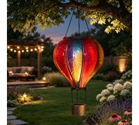 Garden Mile 80cm Hot Air Balloon Solar Garden Light Lantern with Realistic Flame Effect - Extra Large Hanging Solar Light for Outdoor, Patio - Waterproof LED Decorative Solar Lanterns for Outside