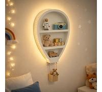 Garden Mile 80cm Large Wall mounted Children's Hot Air Balloon Shelf LED Night Light Book Shelf Kids Bedroom Storage Display Unit Childrens Bedroom, Nursery Decor, Kids Shelving