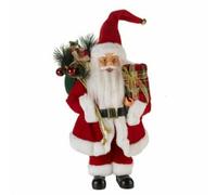 Garden Mile® Christmas Santa Claus Ornament Plastic Santa Standing Doll Realistic Xmas Decor Indoor Home Decor Red