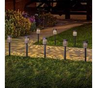 Garden Mile Solar Stake Light Silhouette Effect Solar Powered Pathway Lights Moroccan Style Light Set Rustic Brushed Look Garden Outdoor Waterproof Lighting (8pc Biba Lights)