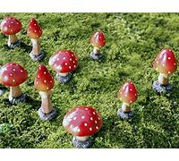 Garden Mile 8pc Red Toadstool Mushroom Garden Ornaments Outdoor indoor Fairy Garden Accessories Weatherproof Mushroom Ornaments For All Year Round Perfect for Flowerbeds Plant Pots Outdoor Decor
