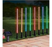 Garden Mile 8Pcs Solar Powered Stake Lights Outdoor Multicolor White LED Ground Lights for Pathways Driveways Flowerbeds with Auto ON/OFF