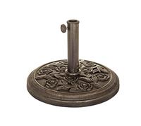 Garden Mile 9kg Round Black Parasol Umbrella Base Rattan Effect - Heavy Duty Weatherproof Traditional Adjustable Black Resin Umbrella Stand for Outdoor Furniture, Patio, Canopy, Gazebo