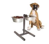 Garden Mile Adjustable Dog Cat Feeding Bowls - 2 Stainless Steel Double Elevated Height Raised Dog Water Bowls with Stand, Pet Bowl Dog Feeding Station for Pets Small Dogs and Puppies