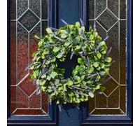 Garden Mile Artificial Flower Wreath Large Hanging Spring Summer Door Wreath Outdoor Garden Decoration Indoor Garland with Fake Lavender Flowers Welcome Door Wreath