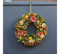 Garden Mile 36cm Summer Door Wreath artificial flower Wreaths for Front Door, hanging wall decor, Colourful floral Decorative Spring Garland for Indoor Outdoor Decor Green Floral Wreath