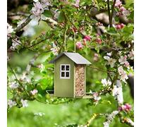 Garden Mile Beach Hut Bird Seed Feeder - Decorative Hanging Feeding Small Birds Feed House, Metal and Plastic Constructed Durable Seed feeding Station for Outdoor, Garden, Patio