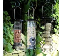 Garden Mile Bird Feed Stations, 3 Hanging Feeders Set, For Seed Nut Suet Cake Fat Balls, Perfect For Garden Patio Trees, Deck, Bushes, Attract Wild Birds Wildlife