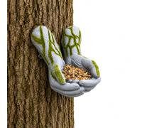 Garden Mile - Bird Feeders for Small Birds - Stone Effect Resin Open Hand Garden Ornament - Bird Feeder Heavy Duty Waterproof Outdoor Statue for Patio, Lawn, or Indoors - Unique Gift for Garden Lovers