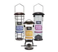 Garden Mile Bird Feed Stations, 3 Hanging Feeders Set, For Seed Nut Suet Cake Fat Balls, Perfect For Garden Patio Trees, Deck, Bushes, Attract Wild Birds Wildlife