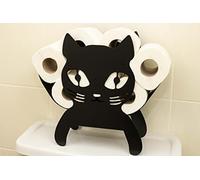 Garden Mile Black Cat Toilet Roll Holder - Free Standing Bathroom Tissue Paper Storage - Animal-Shaped Decorative Roll Stand in Matt Black - Novelty Decor for Bathroom, Kitchen, and Office
