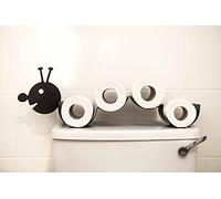 HomeZone Novelty Caterpillar Toilet Roll Holder - Wooden Free Standing Black Paints Metal Animal Shape Tissue Holder - Decorative Kitchen or Bathroom Accessories Indoor, Home Decor Loo Roll Holder