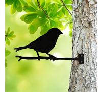 Garden Mile® Black Metal Decorative Tree Bird Animal Art Garden Mounted Bird on a Branch Ornament Outdoor Fence Tree Post Mount Plaque Outdoor Wall Art Silhouette Gift Robin Hawk Wren