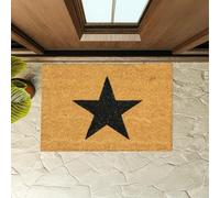 Garden Mile Black Star Large Front Door Mat Outdoor 100% Natural Coir Mat Heavy Duty Outside Door Matt Indoor Camping Coir Doormats Entrance Mat Floor Hallway ((60x40cm) Star Coir Mat)