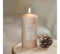 Garden Mile Black Vanilla Scented Pillar Candle - 65 Hour Smooth Vanilla & Warm Aromatic Fragrance Long Burning 15cm x 7cm Decorative Candle - Dining Table, Home Styling & Gift Candle