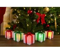 Garden Mile Boxes with LED Light - Battery Operated Pre-Lit Light Up Festival Accessories Gift Box Parcel - multicoloured Sparkle Christmas Lights for Indoor Xmas Decor -Set of 5