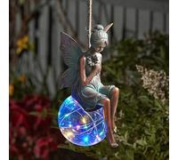 Garden Mile Bronze Effect Fairy Solar Hanging Garden Light with Colourful Firefly LED Ball, Outdoor Waterproof Solar Light for Trees, Patio, Fence & Garden Decor