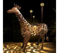 Garden Mile Bronze Effect Solar Powered Metal Giraffe Ornament - Filigree LED Light Garden Statue for Decorative Outdoor Displays - Durable Metal Garden Feature for Patios, Borders & Flowerbeds