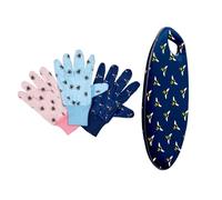 Garden Mile Bumble Bee Garden Kneeler Triple Pack Cotton Grip Garden Gloves Lightweight with Handles Multi-Use Indoor Outdoor Durable Gardening Protection (Bees Triple Pack Gloves and Kneeler)