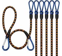 Garden Mile 4pc Heavy Duty Bungee Cords With Carabiner Clips 24" Long Elastic Cord With Carabiner Clip 60cm Bungee Straps Perfect For Tarps, Bike Rack, Luggage Straps And Camping Accessories