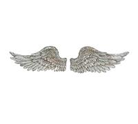 Garden mile Chic Angel Wings Metal Wall Art Decoration with Feather Ornament - Small Vintage Silver Shabby Fairy Door Unique Wall Decorations Hanging Ornaments Sculpture for Wedding, Halloween Decor