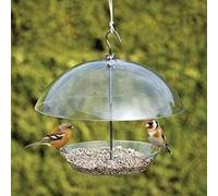Garden Mile® Clear Covered Dome Canopy Adjustable Hanging Bird Feeders Garden Bird Feeders Seed Feeder Easy Clean and Fill Removable Tray With Hanging Hook For Small Birds - Keeps Big Birds Out