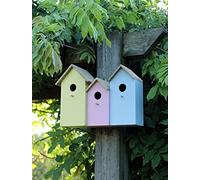 Garden Mile® Colourful Novelty 3 In 1 Garden Bird Houses Highly Detailed Predator Proof Bird Nesting Boxes For Small Birds Garden Ornaments (3 in 1 Tri-colour House)