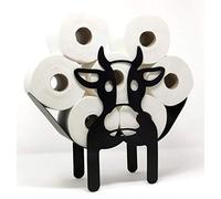 Garden Mile Cow Toilet Roll Holder Free Standing Black Metal Toilet Paper Holder Storage Holds 7 Rolls Novelty Animal Bathroom Decorations Loo Roll Stand Wall Mounted