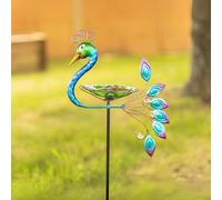Garden Mile Deluxe Peacock Bird Feeders & Bird Bath Bowl Hanging Bird Seed Feeder Garden Feeding Station Wild Birds Outdoor Steel Patio Garden Ornamanets Outdoor