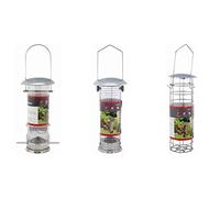 Garden Mile Deluxe Set of 3 Bird Feeders Fat Ball, Seed & Nut Feeder Set Hanging Outdoor Feeding Station Wild Birds Steel Patio Mesh Guard Iron Reusable Weatherproof