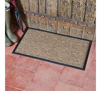 Garden Mile Door Mat Indoor & Outdoor Heavy Duty Rubber Door Mats 75x45cm Chestnut Striped Non Slip Washable Barrier Floor Mat Entrance Rug Shoes Scraper Super Absorbent (Brown)