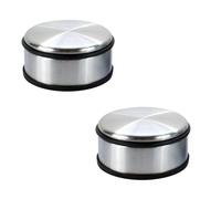 Garden Mile Stainless Steel Door Stop 1kg Heavy Duty Door Stopper 2 Pack - Non-Scratch 10cm Chrome Door Stoppers for Floor - Portable Door Stopper with Bumper Rubber Buffer Ring (2pc)