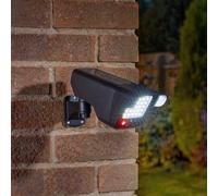 Garden Mile Dummy CCTV Camera Outdoor Pir Solar Decoy Fake Camera and Floodlight - Motion Activated Dummy Camera Security Light - Waterproof Fake CCTV Camera Blinking Flashing Red Light - Black