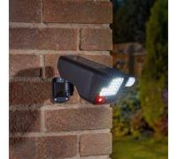 Garden Mile Dummy CCTV Camera Outdoor Pir Solar Decoy Fake Camera and Floodlight - Motion Activated Dummy Camera Security Light - Waterproof Fake CCTV Camera Blinking Flashing Red Light - Black