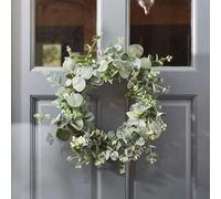 Garden Mile Eucalyptus Wreath for Front Door Artificial 40cm Hanging Door Wreath Decoration for Farmhouse, Wedding, Home, Window, Wall, Faux Foliage Outdoor Indoor
