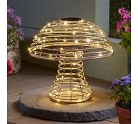 Garden Mile Extra Large 35cm Rattan LED Solar Light - Mushroom Warm White LED Light Decoration - Freestanding Garden Ornaments - Solar Powered Outdoor Lighting for Patio, Tables & Gardens