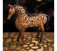 Garden Mile Filigree Horse Solar Powered Garden Ornaments Outdoor Bronze Effect Metal Silhouette Garden Animal Statues & Sculptures LED Lights Versatile Outdoor Ornaments Decoration