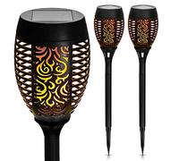 Garden Mile Flame Effect Solar Garden Outdoor Lights - Waterproof Dancing Flickering Modern Tiki Torches LED Light Solar Outdoor Garden Ornaments Security Light for Patio, Yard, Pathway - (Set of 2)