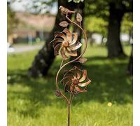 Garden Mile Decorative Wind Vane Weather Vane Bronze Effect Garden Mount Yard Decoration Metal Hand Painted Decoration Anti-Aging Rooster Weathervane for Outdoor, Patio, Lawn (Floral)