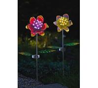 Garden Mile Flower Solar Stake Lights - Tall Waterproof Solar Stake Lights for Outdoor Garden - Colored Flowers LED Solar Garden Lights (2, Yellow & Red Flower Stake Light)