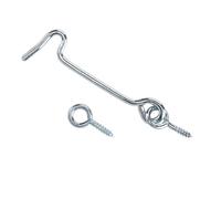Garden Mile Galvanised Stainless Steel Heavy Duty Cabinet Patio Latches for Graden French Door Lock Hooks Door Hook and Eye Latch Grey Cabin Patio Door Hook and Eye Silver