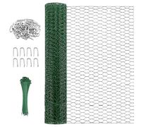 Garden Mile Galvanised Wire Mesh 5m x 0.9m - Hexagonal Chicken Wire Fencing 13mm, Heavy Duty Steel Netting for Rabbit Runs, Poultry Coop (Green PVC Coated, 10m x 0.9m x 25mm)
