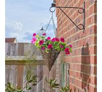 Garden Mile 12" Rattan Cone Garden Hanging Baskets Indoor Outdoor Hanging Planter Plant Pots Rattan Wicker Hanging Basket (12" Rattan Cone Basket) (Single Basket)