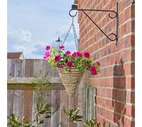 Garden Mile® Garden Hanging Flower Basket 12'' Cone Rope Plant Holder Outdoor Plant Pot Planter with Hanging Chain Wicker Flower Pot Basket Balcony Decoration