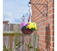 Garden Mile® Garden Hanging Flower Basket 12'' Round Metal Plant Holder Outdoor Plant Pot Planter with Hanging Chain Flower Pot Basket Balcony Decoration Metal Wire Planter