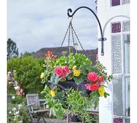 Garden Mile Garden Hanging Flower Basket 15'' Plastic Plant Holder Outdoor Plant Pot with 4 Way Chain Planter with Water Reservoir Easy Filling (Hanging Side Planter - x4)