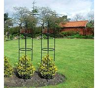 Garden Mile Garden Obelisk Large 2M Green Metal Strong Tubular Plant Cage - Heavy Duty Garden Climbing Plants Support Structure for Ivy, Sweet Peas, Clematis, and Other Climbing Flowers - 2 Packs