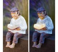 Garden Mile - Garden Ornaments Outdoor with Solar Powered Light - Weatherproof Grandparent Statues for Outdoor Garden Decorations - GrandFather Figurines with Warm Glow Lights - Resin Statue for Patio